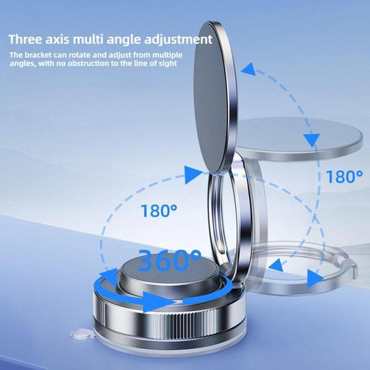 Strong Magnetic Car Phone Holder - Retractable Vacuum Suction Cup, Universal Adjustable Dashboard Phone Mount for Iphone, Samsung, All Smartphones - Secure, Hands-Free, Compact Design (Black)