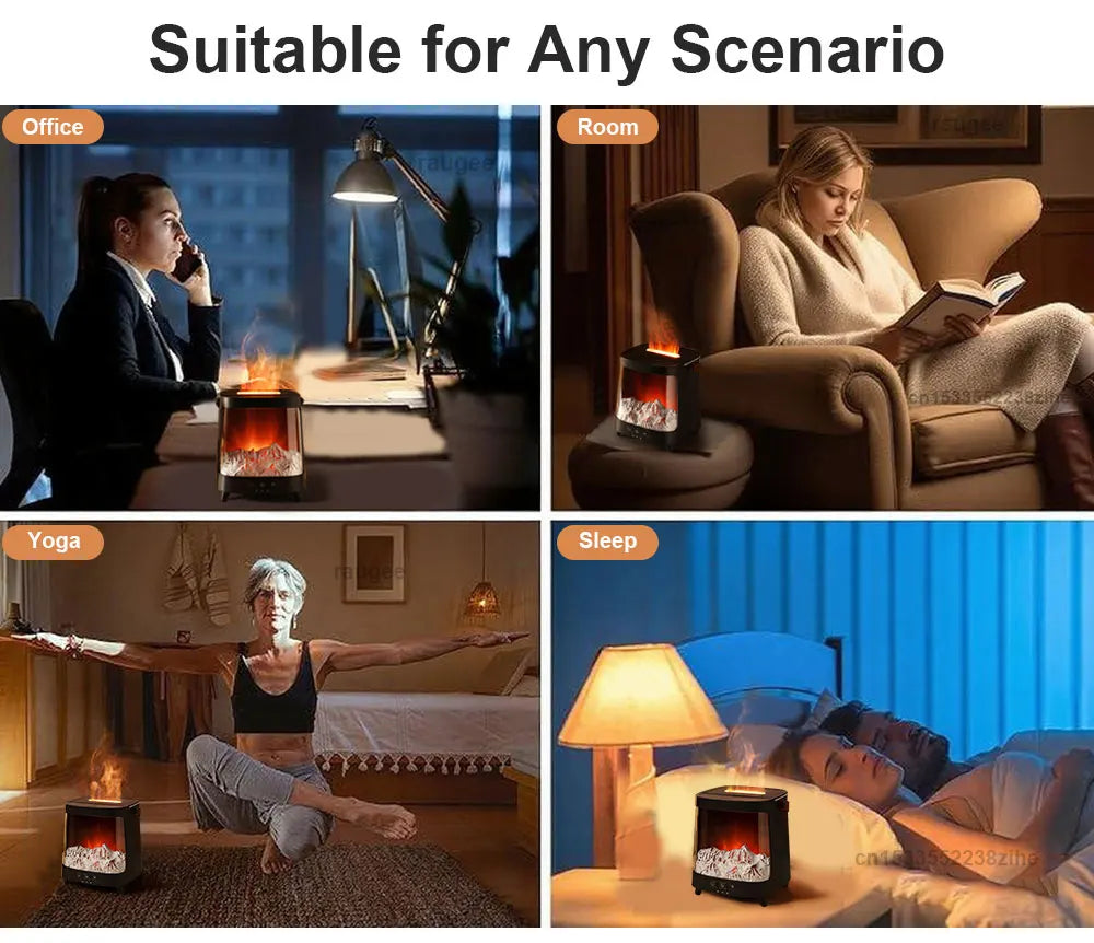 Air Humidifier Aroma Diffuser Colorful Flame Essential Oil Diffuser Home Mini Fragrance Diffuser Humidifier with Remote Control