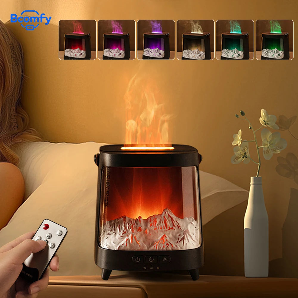Air Humidifier Aroma Diffuser Colorful Flame Essential Oil Diffuser Home Mini Fragrance Diffuser Humidifier with Remote Control